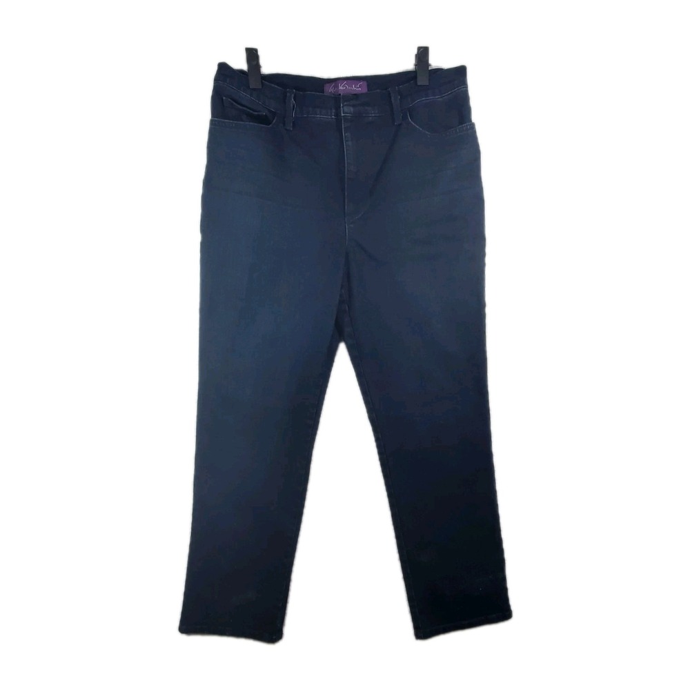 Gloria Vanderbilt Jeans Womens Size 14 No Button Hole Zipper Fly Blue Rn#98698